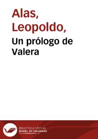 Portada:Un prólogo de Valera / Leopoldo Alas