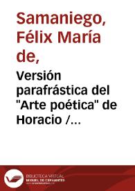Portada:Versión parafrástica del "Arte poética" de Horacio / Félix María de Samaniego; edición de Emilio Palacios Fernández