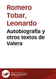 Portada:Autobiografía y otros textos de Valera / Leonardo Romero Tobar
