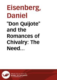 Portada:\"Don Quijote\" and the Romances of Chivalry: The Need for a Reexamination / Daniel Eisenberg