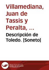 Portada:Descripción de Toledo. [Soneto] / Juan de Villamediana Tassis y Peralta