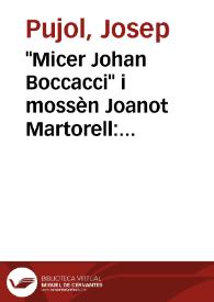 Portada:\"Micer Johan Boccacci\" i mossèn Joanot Martorell: presències del \"Decameron\" i de la \"Fiammetta\" al \"Tirant lo Blanc\"