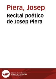 Portada:Recital poético de Josep Piera