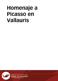 Portada:Homenaje a Picasso en Vallauris / locutor Julián Antonio Ramírez