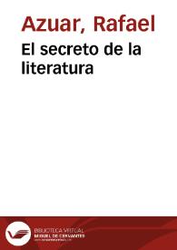 Portada:El secreto de la literatura / Rafael Azuar