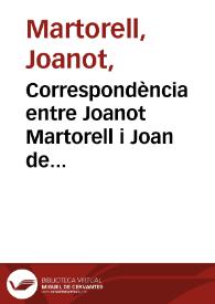 Portada:Correspondència entre Joanot Martorell i Joan de Monpalau