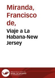 Portada:Viaje a La Habana-New Jersey / Francisco de Miranda
