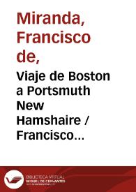 Portada:Viaje de Boston a Portsmuth New Hamshaire / Francisco de Miranda