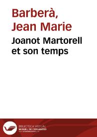 Portada:Joanot Martorell et son temps
