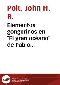 Portada:Elementos gongorinos en \"El gran océano\" de Pablo Neruda / John H. R. Polt