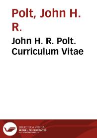 Portada:John H. R. Polt. Curriculum Vitae