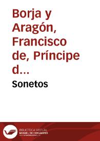 Portada:Sonetos / Francisco de Borja, Príncipe de Esquilache; edición de Ramón García González