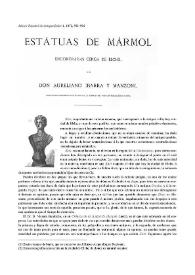 Portada:Estatuas de mármol encontradas cerca de Elche / Aureliano Ibarra y Manzoni