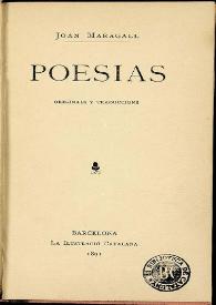 Portada:Poesias : originals y traduccions / Joan Maragall