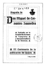 Portada:Biografía de Don Miguel de Cervantes Saavedra