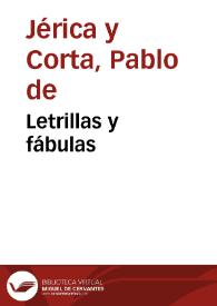 Portada:Letrillas y fábulas / Pablo de Jérica y Corta