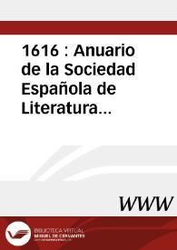 Portada:1616 : Anuario de la Sociedad Española de Literatura General y Comparada / Sociedad Española de Literatura General y Comparada (Madrid)