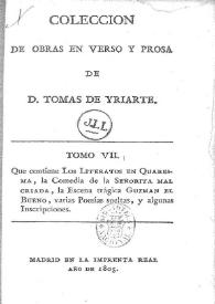 Portada:Colección de obras en verso y prosa de D. Tomás de Yriarte. Tomo 7