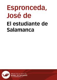 Portada:El estudiante de Salamanca / José de Espronceda