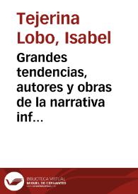 Portada:Grandes tendencias, autores y obras de la narrativa infantil y juvenil española actual / Isabel Tejerina Lobo