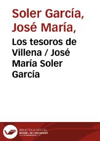 Portada:Los tesoros de Villena / José María Soler García