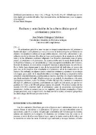 Portada:Rechazo y asimilación de la cultura clásica por el cristianismo primitivo / José María Blázquez Martínez