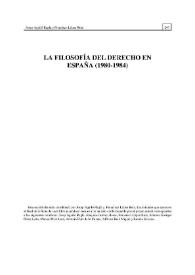 Portada:La filosofía del Derecho en España (1980-1984) / Josep Aguiló Regla y Francisco López Ruiz