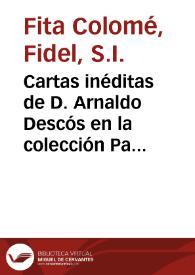 Portada:Cartas inéditas de D. Arnaldo Descós en la colección Pascual