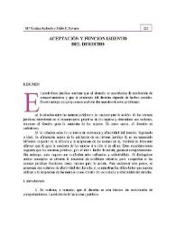 Portada:Aceptación y funcionamiento del Derecho / María Cristina Redondo y Pablo E. Navarro