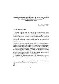 Portada:Fundamento, concepto y estructura de los derechos sociales. Una crítica a \"¿Existen derechos sociales?\" de Fernando Atria / Carlos Bernal Pulido