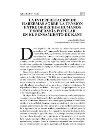 Portada:La interpretación de Habermas sobre la tensión entre Derechos Humanos y Soberanía Popular en el pensamiento de Kant / Aylton Barbieri  Durão