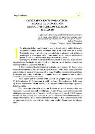 Portada:Contradicciones normativas : Jaque a la concepción deductivista de los sistemas jurídicos / Jorge L. Rodríguez