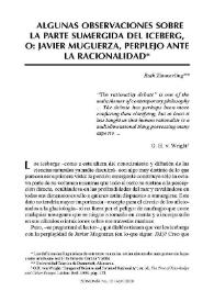 Portada:Algunas consideraciones sobre la parte sumergida del iceberg, o: Javier Muguerza, perplejo ante la racionalidad / Ruth Zimmerling