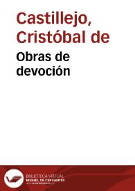 Portada:Obras de devoción / Cristóbal de Castillejo