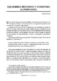 Portada:Equilibrio reflexivo y consenso superpuesto / Hugo Seleme