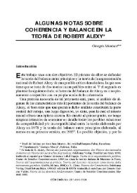 Portada:Algunas notas sobre coherencia y balance en la teoría de Robert Alexy / Giorgio Maniaci