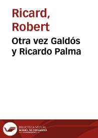 Portada:Otra vez Galdós y Ricardo Palma / Robert Ricard
