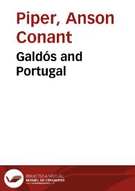 Portada:Galdós and Portugal / Anson Conant Piper