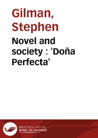 Portada:Novel and society : 'Doña Perfecta' / Stephen Gilman