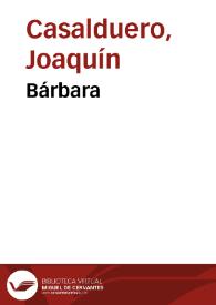 Portada:Bárbara / Joaquín Casalduero