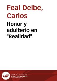 Portada:Honor y adulterio en "Realidad" / Carlos Feal Deibe