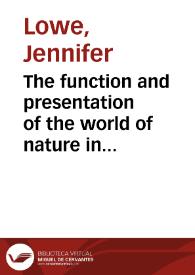 Portada:The function and presentation of the world of nature in three galdosian novels / Jennifer Lowe