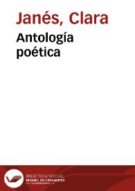 Portada:Antología poética / Clara Janés