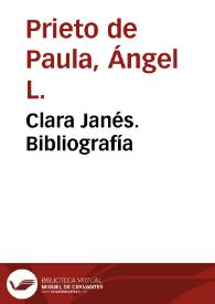 Portada:Clara Janés. Bibliografía / Ángel L. Prieto de Paula
