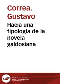 Portada:Hacia una tipología de la novela galdosiana / Gustavo Correo [sic]