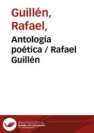 Portada:Antología poética / Rafael Guillén
