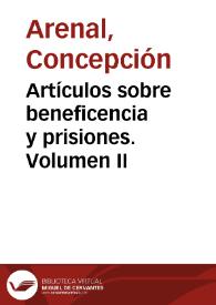 Portada:Artículos sobre beneficencia y prisiones. Volumen II / Concepción Arenal