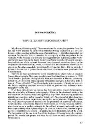 Portada:Why literary historiography? / Douwe Fokkema