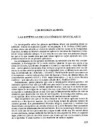 Portada:Las estéticas de los géneros epistolares / Luis Beltrán Almería