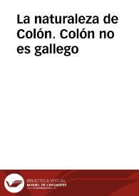 Portada:La naturaleza de Colón. Colón no es gallego